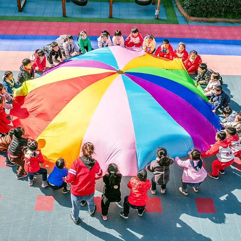 

Dia 2m/3m Child Kid Sports Development Outdoor Rainbow Umbrella Parachute Toy Jump-sack Ballute Play Parachute 8/16 Bracelet