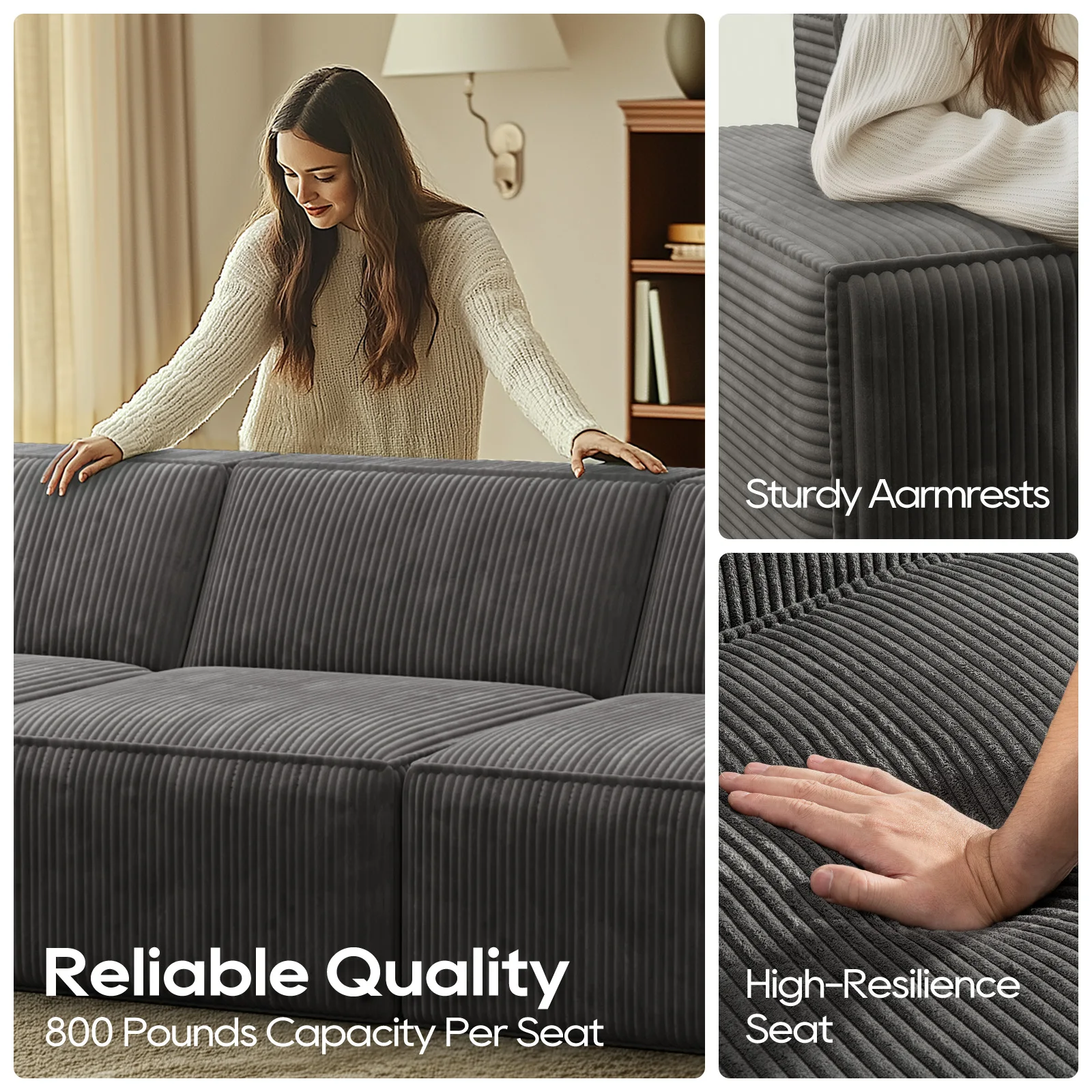 Modular Sectional Sofa Reading Module Floor Sofa Straight Comfort Couches for Living Room