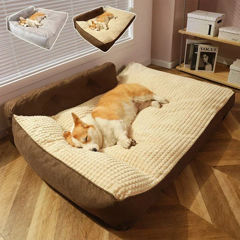 Kennel Warm Medium Large Dog Corgi Golden Retriever Bed Fleece-lined Sofa Mattress