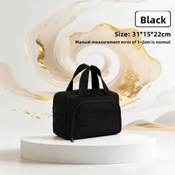 Spacious Water - Resistant Makeup and Toiletry Organizer with Wide Opening and Handle (Black)