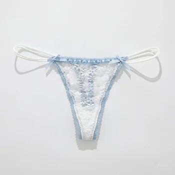 Lace Bow Panties Low Waist Panties Daily Wear Home Wear Solid Color All Seasons Breathable Casual Medium Elasticity 1