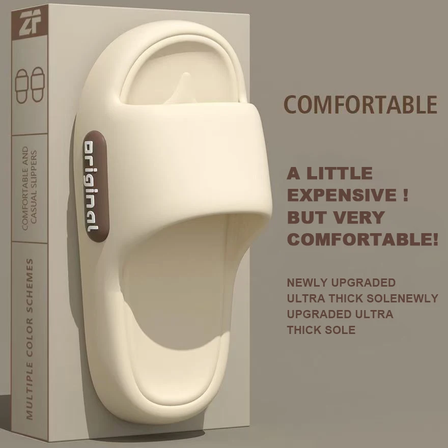 New Summer Platform Cloud Slippers Women Comfy Solid Color Soft Sole EVA Pillow Slides Woman Couple Non Slip Beach Flip Flops 2