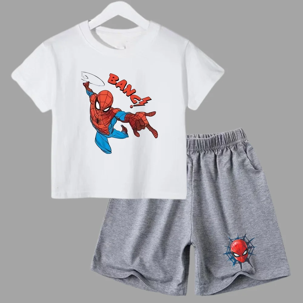 thumbnail image 1 of Conjunto de verano de Marvel Spider-Man para bebé adolescente, camiseta para niño, pantalones cortos, conjunto de 2 piezas, ropa deportiva de manga corta para niño y niña, marca de dibujos animados pa, 1 of 5