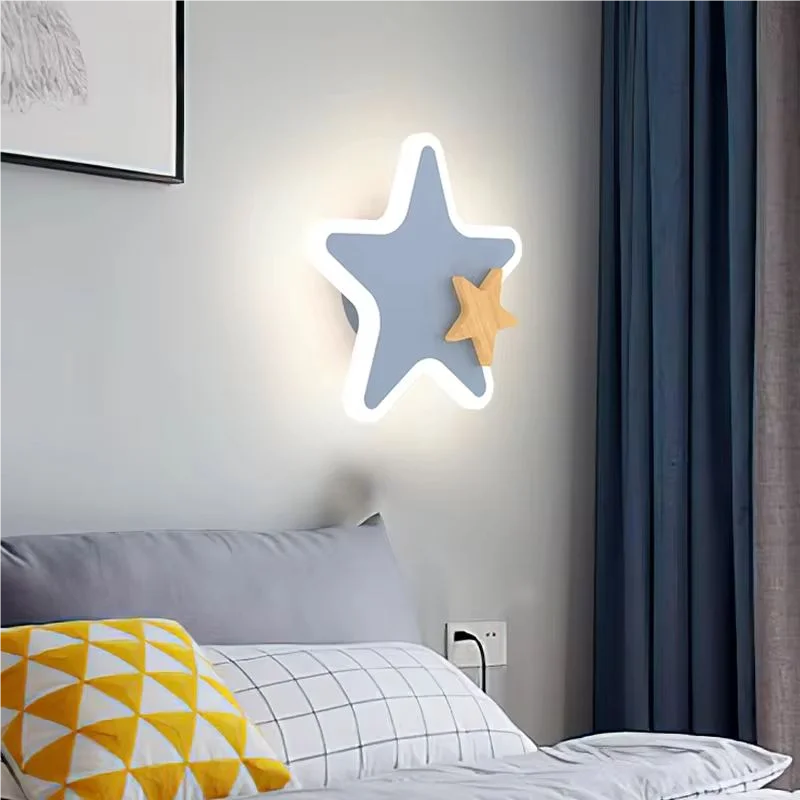 Cartoon LED Rocket Wall Lamp Modern Creative Moon Star Wall Light Indoor Baby Children's Room Bedside Decoration Light Kids Gift