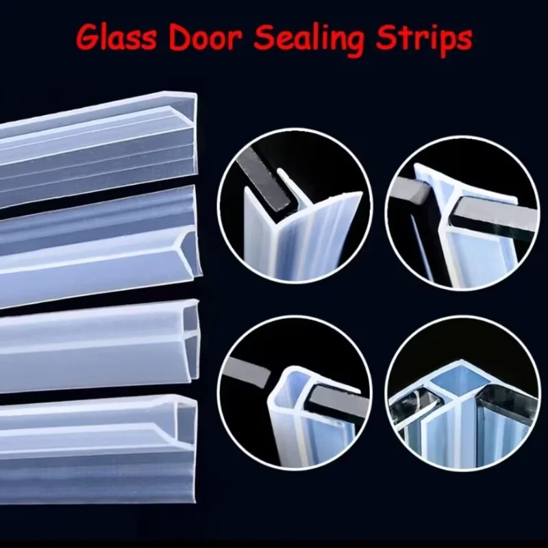 Silicone Rubber Seal Strips h/F/U Shape Glass Door Sealing Strips Silicone Bath Shower Weather Strips Draft Stopper Office Balcony Door Window Sealing Tape