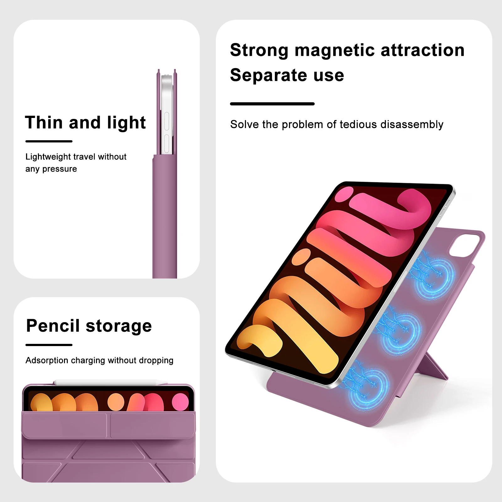 Magnetic Detachable Y-Shaped Folding Cover Case