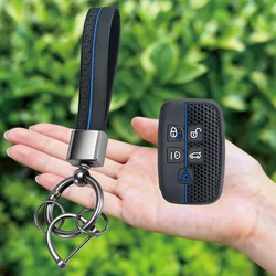 Premium 5 - Button Car Key Case Cover with Keychain (With Keychain Blue)
