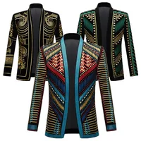 High-end Luxury Court Banquet Cardigan Suit Jacket 2024 New Men Stand-up Collar Embroidery Wedding Dress Coats