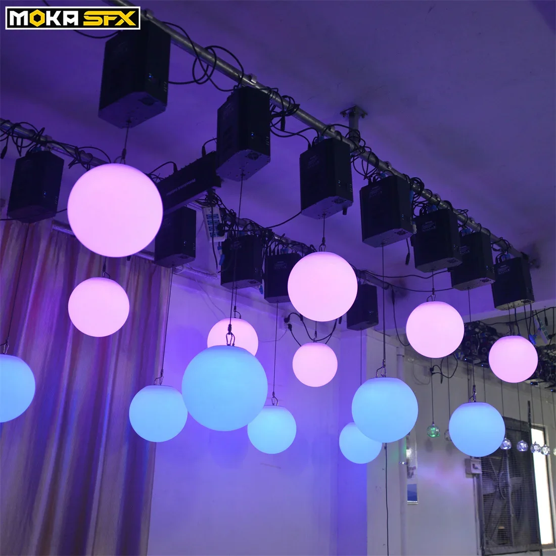 MOKA SFX RGB DMX Lifting Ball LED Effect Light for Nightclub Colorful Kinetic Stage Light Professional Up Down Winch Ball Light