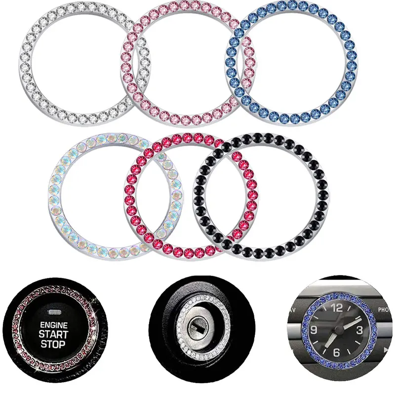 

Creative Car One-Click Engine Start Stop Switch Button Cover Crystal Rhinestone Cover Protector Ring Hand-set Sticker Decoration