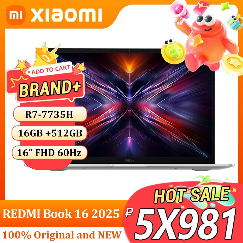 REDMI Book 16 2025 AMD R7-7735H 16GB+512GB 16นิ้ว FHD 60Hz หน้าจอสีเงิน ...