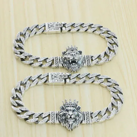 

China-Chic s925 sterling silver tiger head men's bracelet European and American fashion punk hip-hop trendsetter exquisite brace