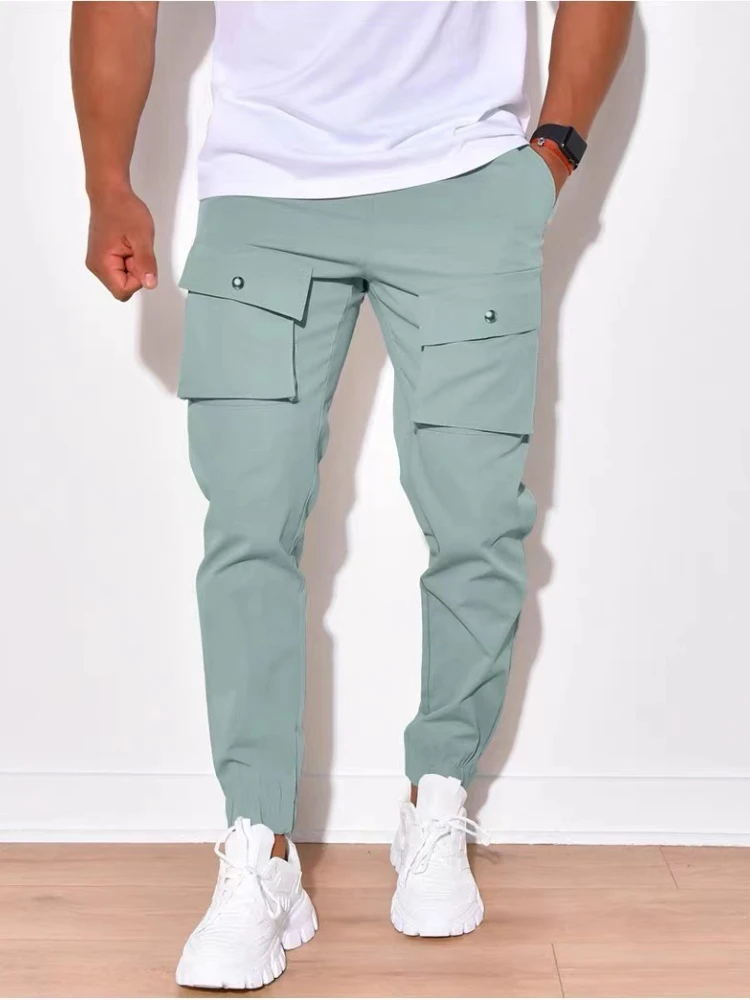 New Men\'s Multi-Pocket Overalls Trousers Street Trend Fashionable Sports Casual Pants Autumn Waterproof Fabric Men\'S Trousers