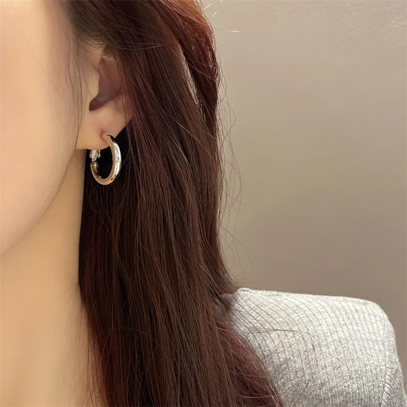 Metal Circle Clip Earrings No Hole Ear Clips Round Clip on Earring Without Piercing Minimalist Earring CEtD1059 ear clip earrings,clip earrings,ear clip