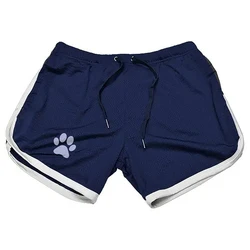 Men's Summer Breathable Mesh Fitness Shorts - XXL (Navy blue and white)