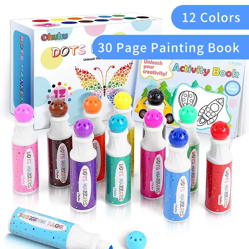 Ohuhu Washable Large Dot Makers Bingo Pen Mini Graffiti Flowing Pen Washable Paint Signature Pen Watercolor Pen Painting Tools 2