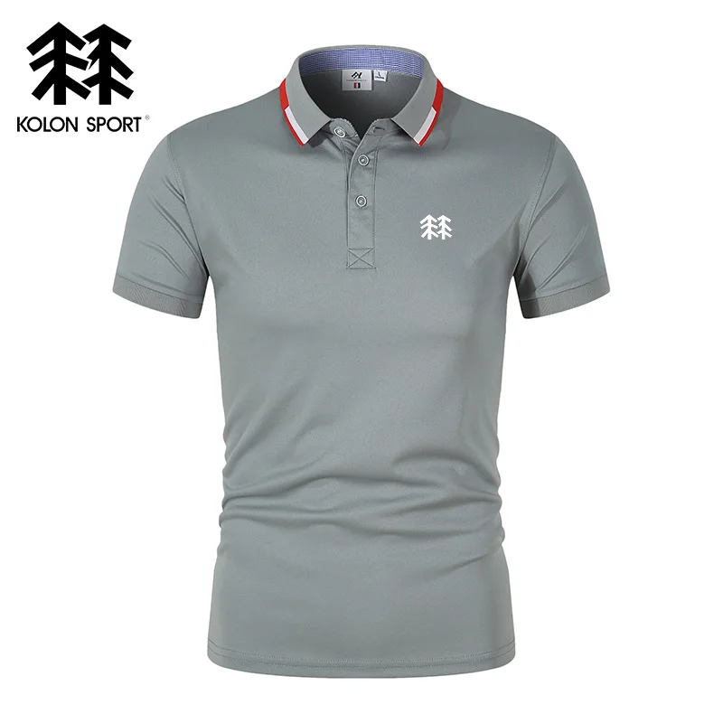 2024 Embroidery KOLONSPORT Men's Breathable Polo Shirt Summer New Business Leisure High Quality Lapel Polo Shirt for Men