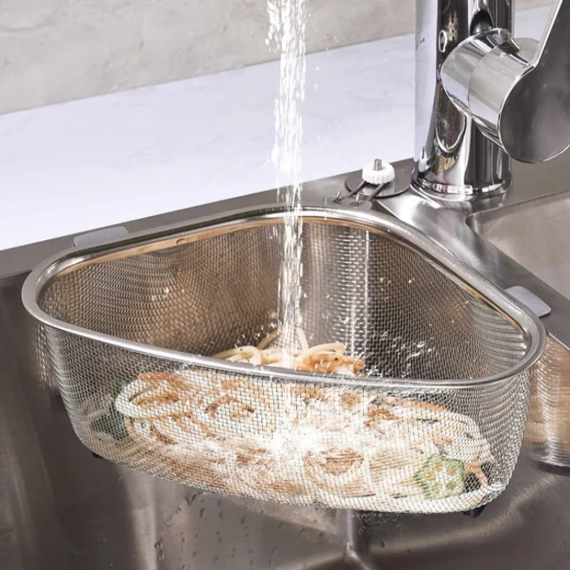 

Stainless Steel Sink Drain Basket Food Vegetables Peel Egg Filter Storage Rack Basin Sponge Rack Strainer for Kitchen Organizer
