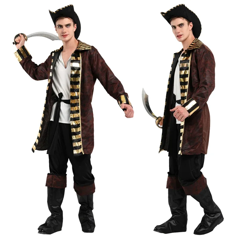 

Adult Male Pirate Cosplay Costumes for Women Men Captain Jack Sparrow Pirates of The Caribbean Sets No Weapons