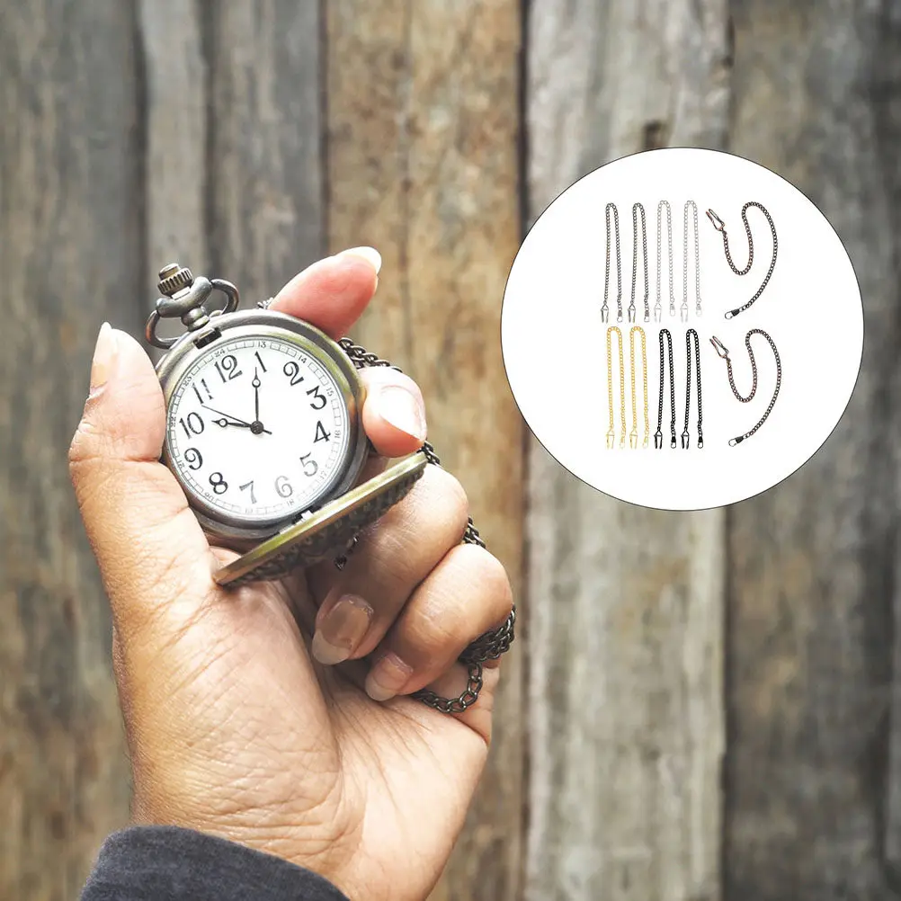 10개 포켓 워치 체인 레트로 합금 체인 시계 탱크탑 청바지 목걸이 제작용 허리띠 남성 장식 클래식 컬러