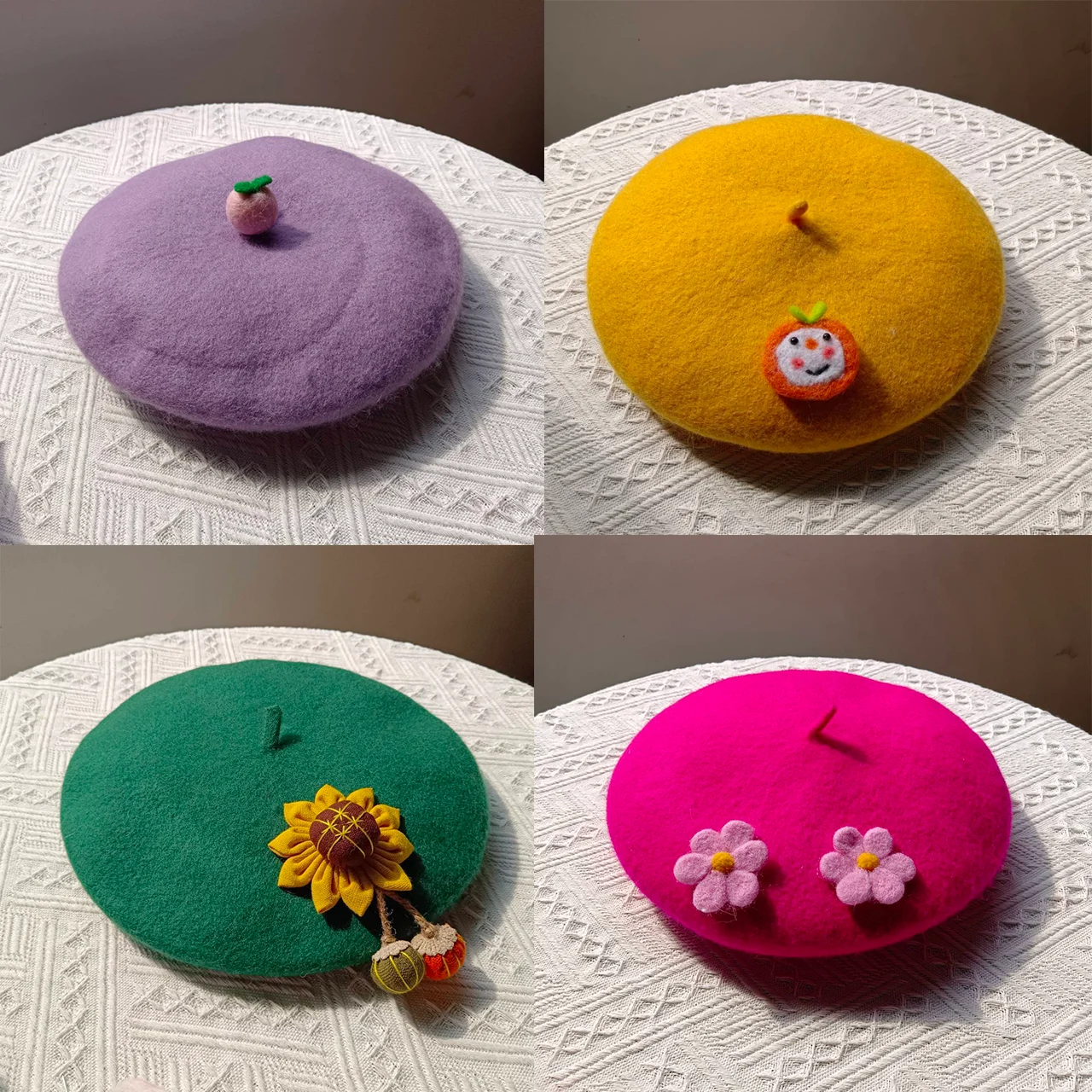Boina De Lana 100% Estampada – Sombrero Tipo Pan/Calabaza Para Mujer Y Hombre, Otoño E Invierno