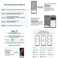 هاتف Blackview SHARK 6 الذكي 4GB/8GB+128GB 6.88 بوصة أندرويد 15 Unisoc UMS9620 T8100 ثماني النواة 5000mAh 5G NFC OTG هاتف محمول 6