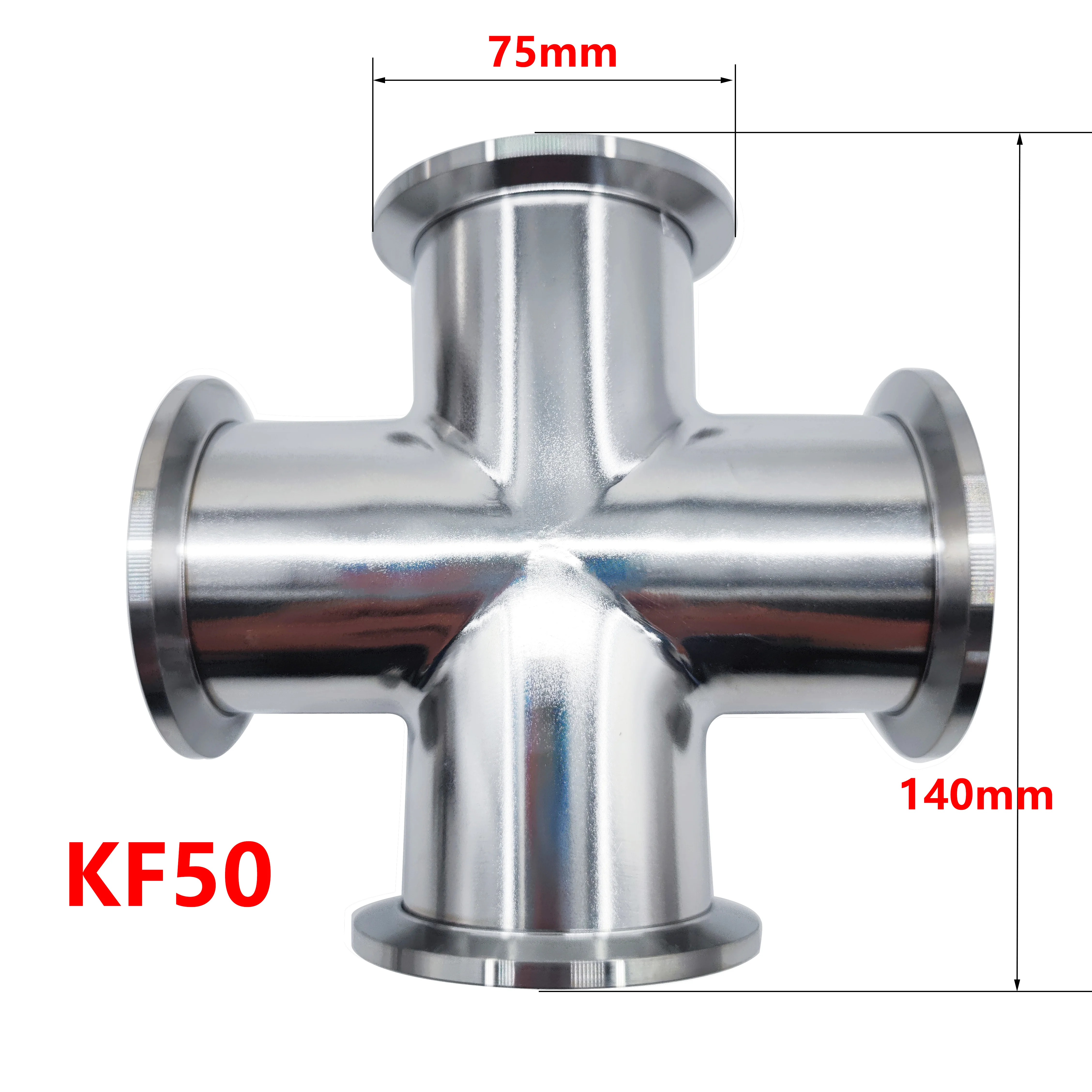 KF Hochvakuum Vierwege-Vierwege-Edelstahl 304 mit gleichem Durchmesser NW Vierwege KF16 KF25 KF40 KF50 – Detail 4