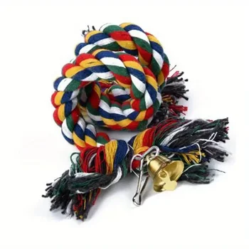 1pc Parrot Bird Toy Hanging Braided Rope Pet Stand Training Accessories,Bird Cage Accessories Swing Toy - Image 3