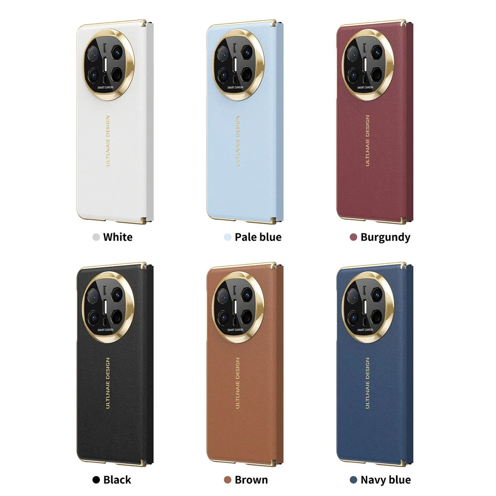 Luxury Smart Leather Gold-Toned Magnetic Protective Case with Lens Cover