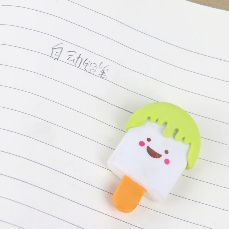 1pcs Creative Ice Cream Pencil Rubber Eraser Student Learn Stationery for Children Kids Gift Ideas Kindergarten Supplies