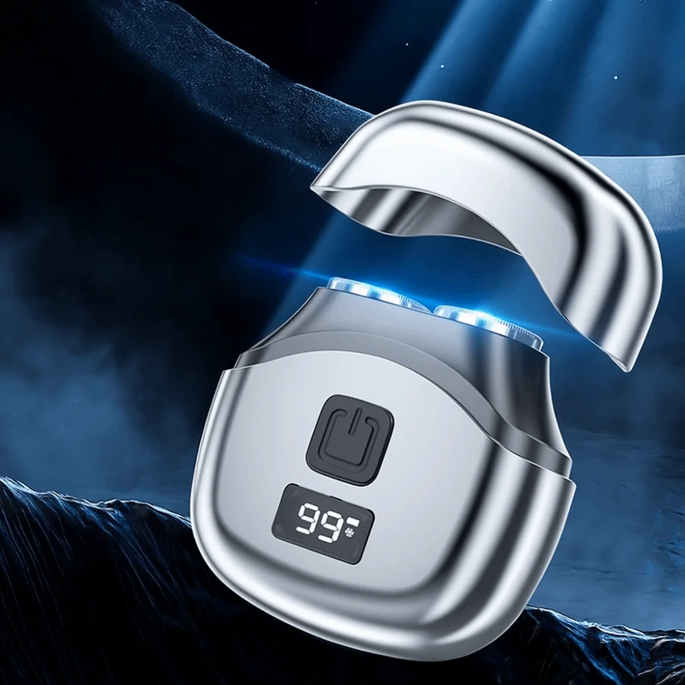 Lightweight Waterproof Electric Shaver Digital Display USB Charging Travel Pocket Razor Mini Double-headed Smart Shaver for Men