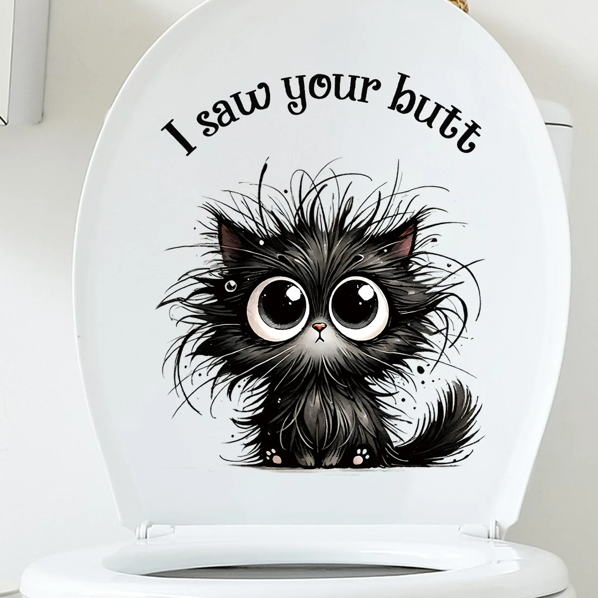 Funny Black Cats Toilet Stickers DIY PVC Decorative Cartoon wall Stickers Home WC Decoration