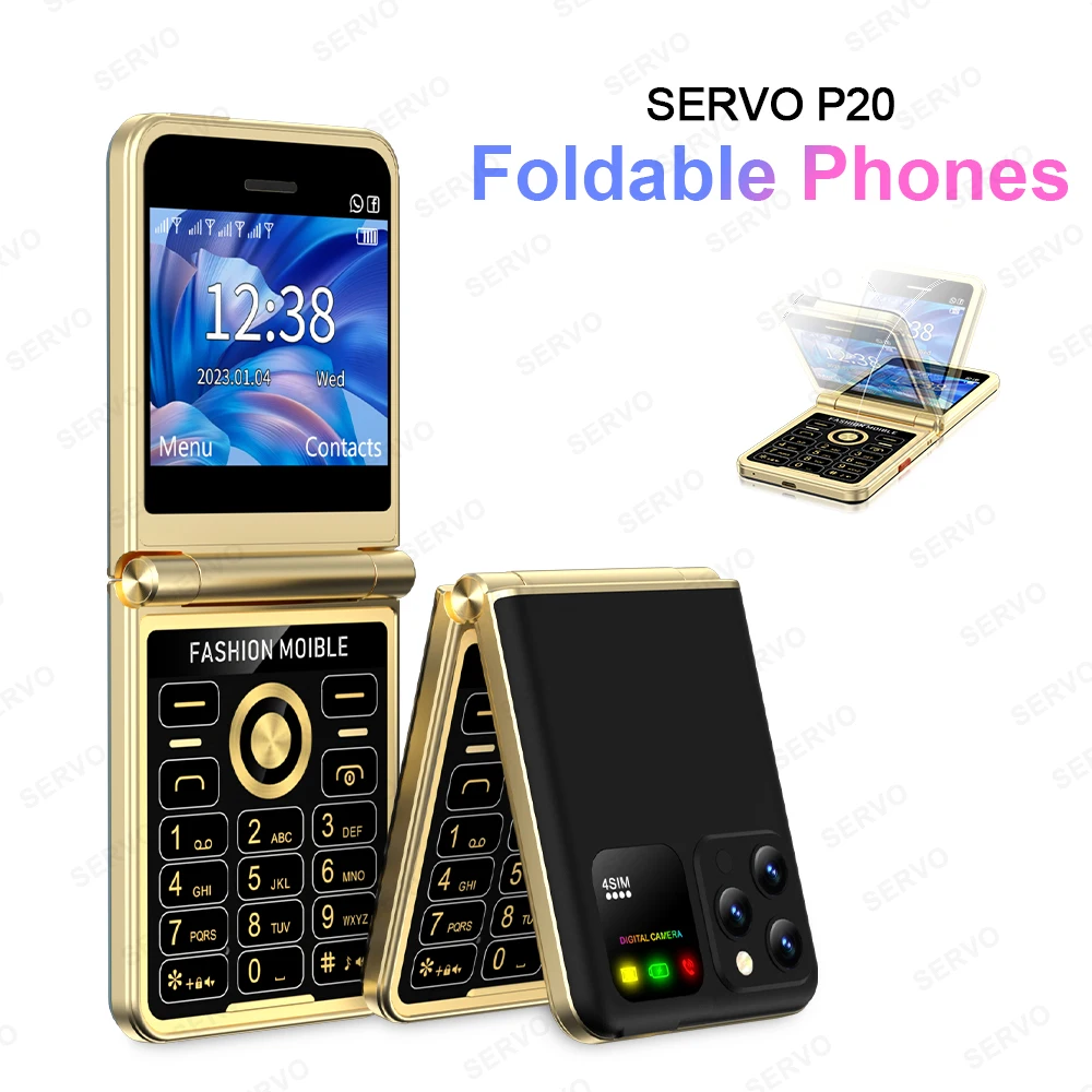 هاتف محمول مؤازر مفتوح مع مصباح LED ، هاتف ببطاقة SIM ، GSM ، الاتصال الهاتفي السريع ، صوت سحري ، MP3 ، راديو FM ، شاشة HD 2.4 بوص...