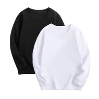 Black White Basic Cotton T-shirt for Boys Girls Clothes Children's Long Sleeve Solid Tops Kids 2 to 14 Years Leasure Wear Tshirt 1