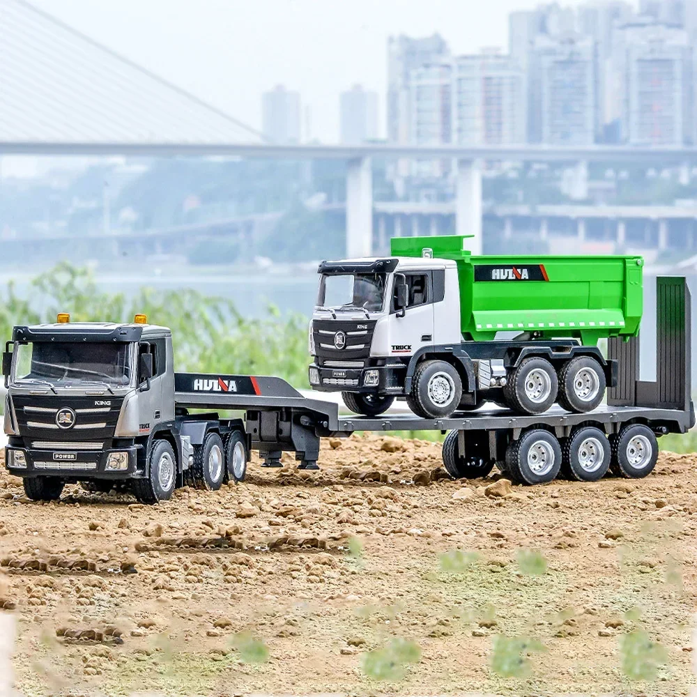 Huina 1318 Rc Truck Alloy 9Ch 1/24 83Cm Large Flatbed Trailer Remote Control Transport Truck Model Electric Toys for Boy Gift