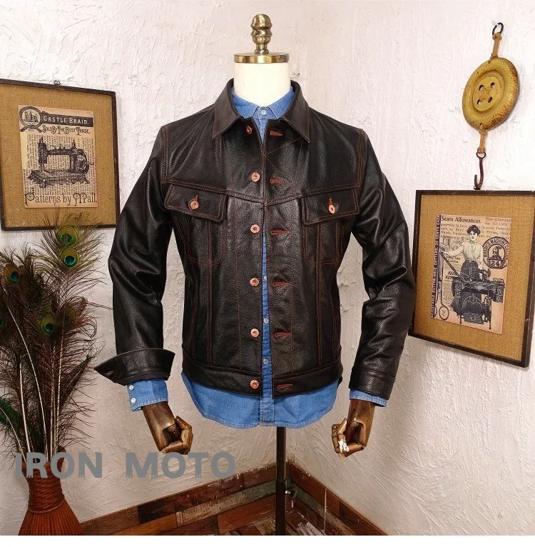 오토바이 자켓 크루저 카페용 표준 아메리칸 핏 가죽 스트리트 자켓 Keepwarm 클래식 밴드 칼라 오토바이 자켓
