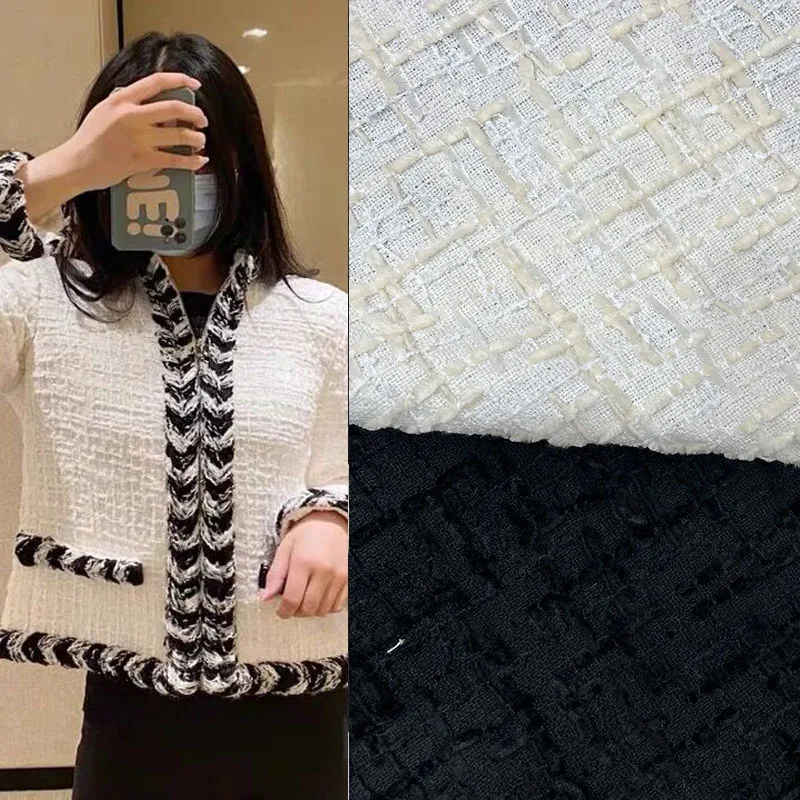 

Твидовая ткань в черно-белую клетку, 50x145 см, окрашенная в пряжку, для женщин, осенняя куртка, платье, костюмы, пальто, юбка, ткань «сделай сам» для шитья