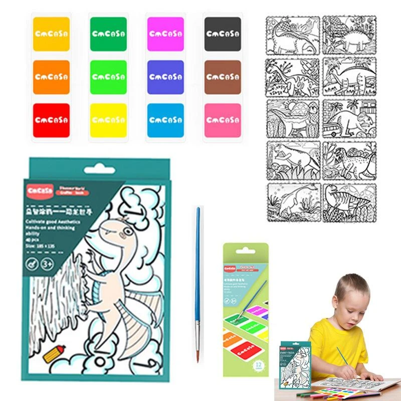 Pocket Water Kleurboeken Voor Draagbare Aquarel Boek Verf En Borstel Voor Kinderen 3 Jaar Oud| | - AliExpress