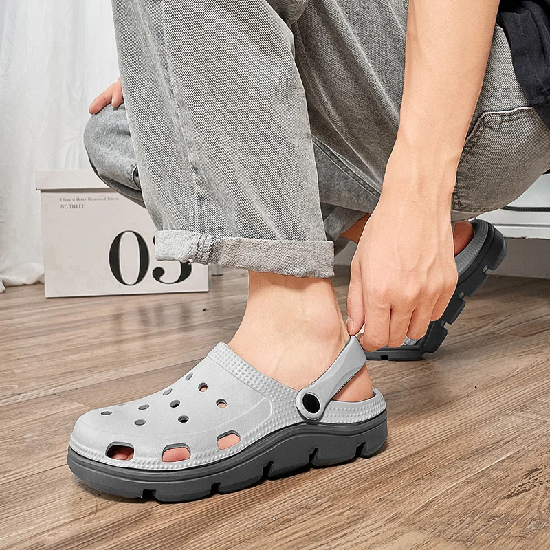 Men Summer Outdoor Beach Shoes Non-slip Driving Two-piece Slippers Soft Bottom Eva Material Breathable Comfortable Slip-on