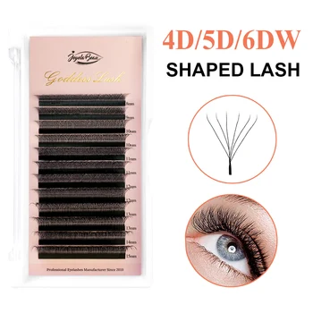 여신 W 모양 속눈썹 익스텐션, 슈퍼 소프트 매트 블랙 속눈썹, 프리메이드 팬, 러시아 볼륨 밍크, 내추럴 속눈썹, 도매, 4D, 5D, 6D