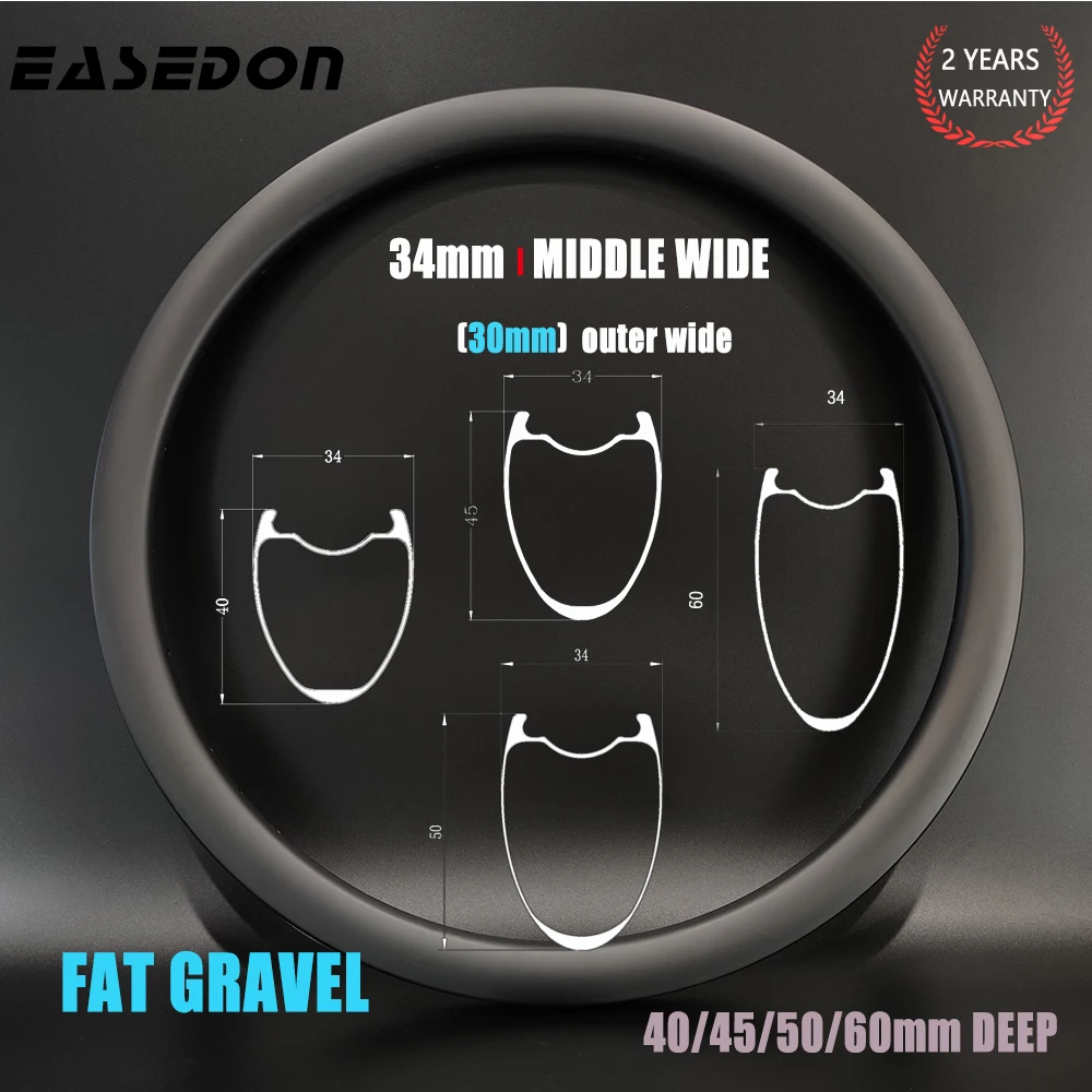 Fat Carbon Rim 30mm Wide 34mm Middle 700C Road Bike 40/45/50/60 Deep Tubeless Hook Symmetry 23mm Inner Bicycle Wheel Disc Brake carbon bike wheelset bike wheelset carbon wheelset