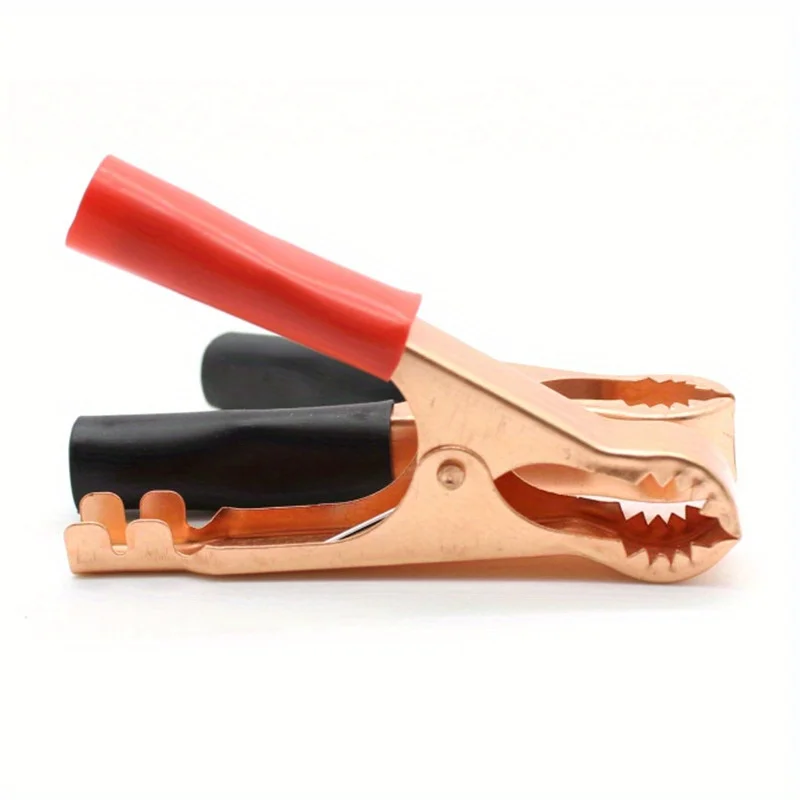 2Pcs 50A Red + Black 80mm Crocodile Car Caravan Van Battery Test Lead Clips Alligator Clips Connector Plug Power