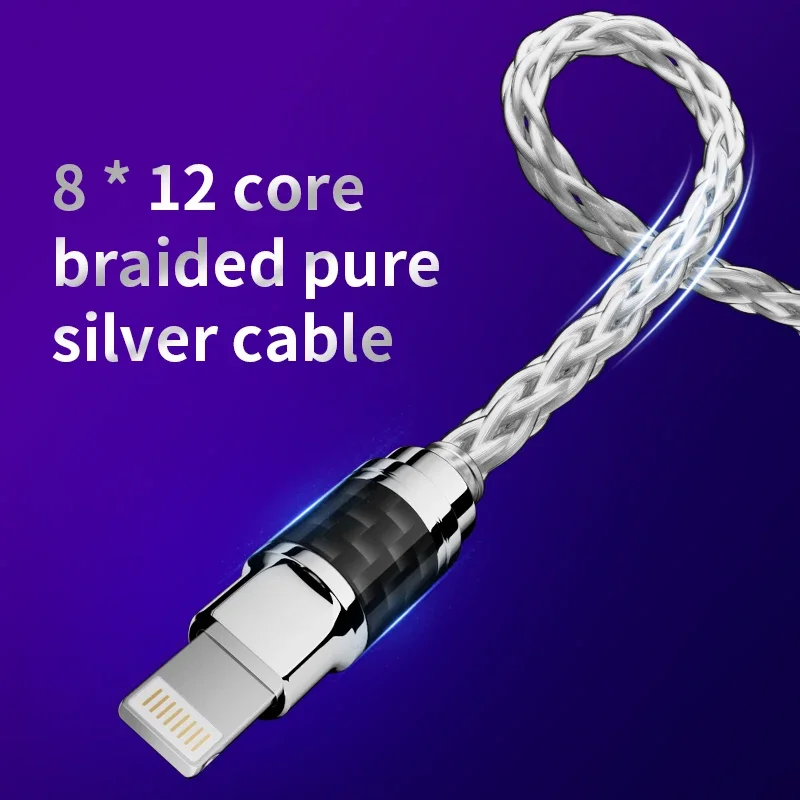 헤드폰용 Todn 8 코어 오디오 케이블, C 타입-라이트닝, 3.5mm-2.5mm-4.4mm, OTG 탄소 섬유 쉘