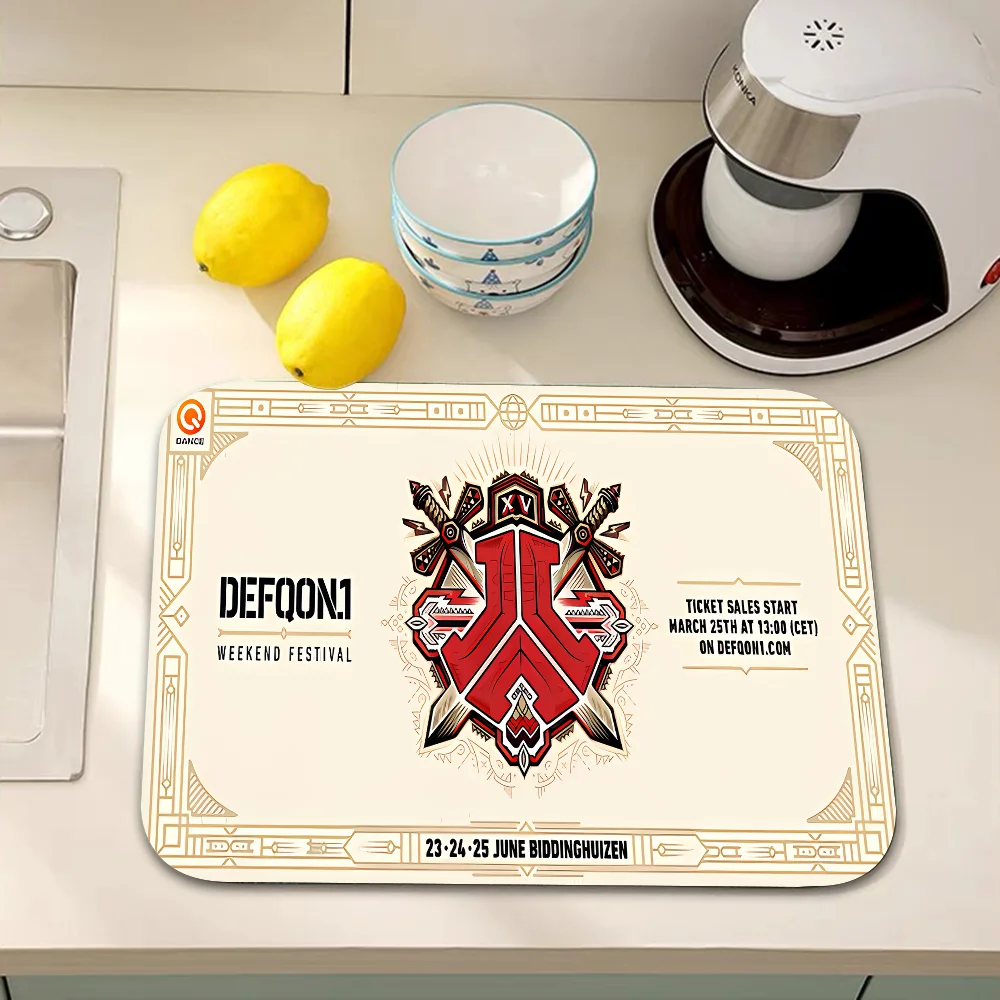 Modern Fashion Defqon1 Music Kitchen Draining Mat Tableware Pad Coffee Dish Drying Mat Placemat Bathroom Kitchen Drain Pad 4