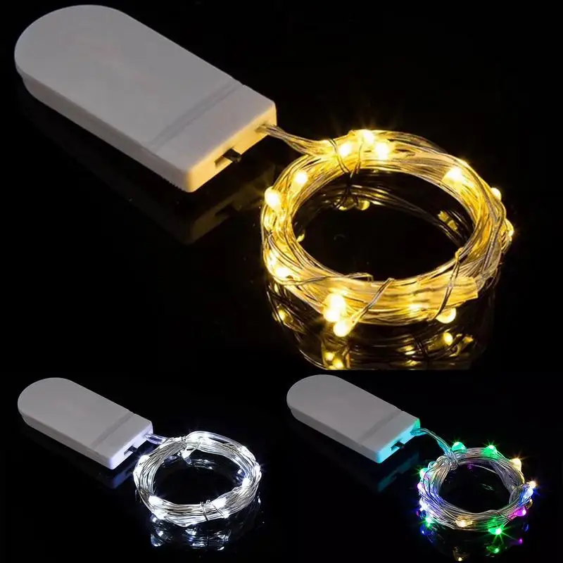 Copper Wire LED Fairy Lights Mini Garland 1m CR2032 Battery String Lights Christmas Tree New Year Wedding Party Gift Decor