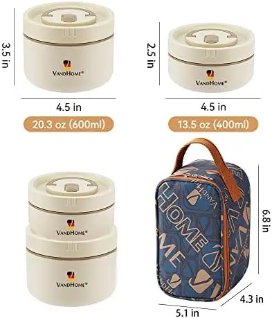 YBOBK HOME Thermal Lunch Box, Stackable Round Metal Stainless Steel Large  Hot Food Bento Boxes for Adults, Lunch Container