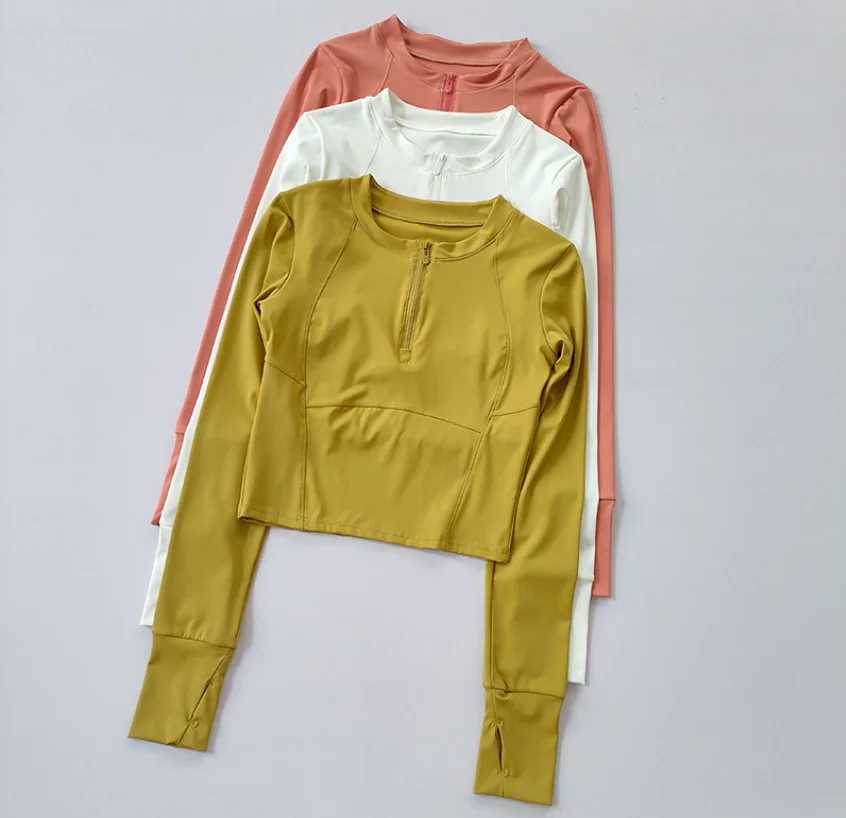 

Half Zipper Net Red Quick Drying Yoga Suit Long Sleeve Running Breathable Tight Top Slim Training Fitness Suit T-shirt Autumn