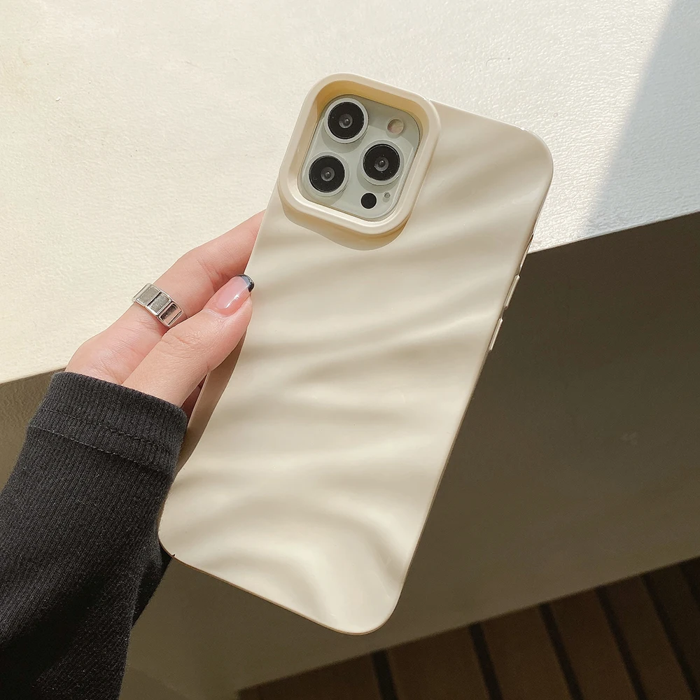 Wavy Pattern Candy Color Soft Shockproof Phone Case Cover