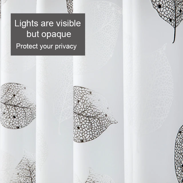 Cortinas de ducha impermeables para baño, cortina de baño gruesa con ganchos, ojales de Metal a prueba de óxido, patrón de hojas, PEVA