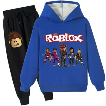 Roblox Children Hoodies Clothes Anime Spr Autumn Boys Girls Hoodies Set Kid Harajuku Fashion Pullover Tops+Pant Suit